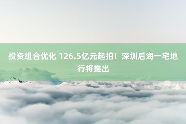 投资组合优化 126.5亿元起拍！深圳后海一宅地行将推出