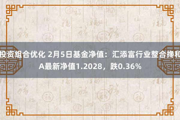 投资组合优化 2月5日基金净值：汇添富行业整合搀和A最新净值1.2028，跌0.36%